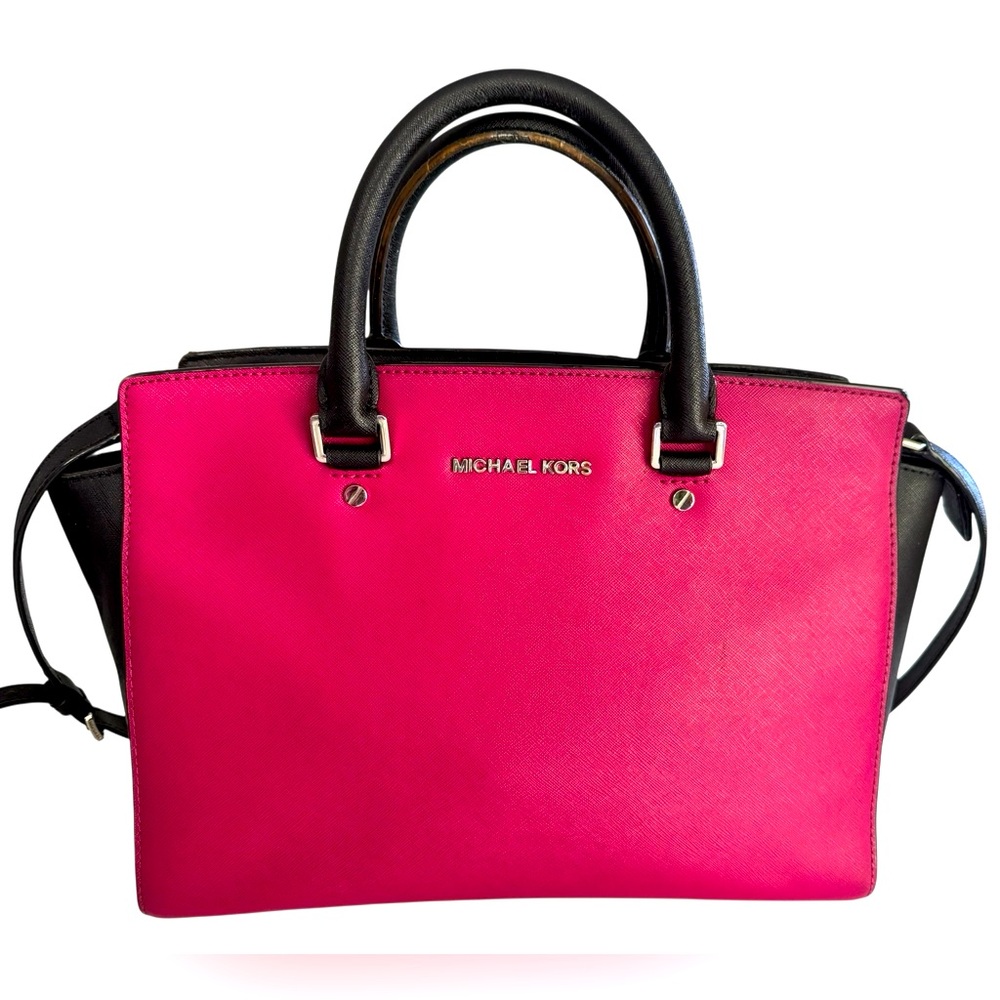 Michael Kors Fuchsia and Black Satchel - Picture 2 of 16
